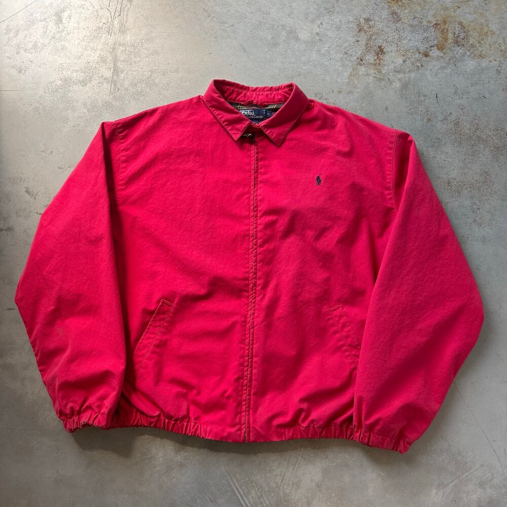 Vintage 90’s Polo by Ralph Lauren Plaid Lined Red Harrington Jacket Size XL